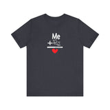 Me + Dogs = Love (Front)__BAB Word Outline (Back) || Bella + Canvas 3001 Unisex Jersey Short Sleeve Tee