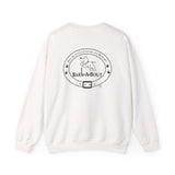 Weekends, Coffee and Dogs (Front)___BAB Oval Outline (Back)  ||  Unisex Heavy Blend™ Crewneck Sweatshirt