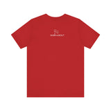 Me + Dogs = Love (Front)__BAB Word Outline (Back) || Bella + Canvas 3001 Unisex Jersey Short Sleeve Tee