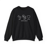 Me + Dog = Love (Front)___BAB Oval Outline (Back)  ||  Unisex Heavy Blend™ Crewneck Sweatshirt