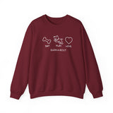 Me + Dog = Love (Front)___BAB Oval Outline (Back)  ||  Unisex Heavy Blend™ Crewneck Sweatshirt