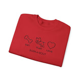 Me + Dog = Love (Front)___BAB Oval Outline (Back)  ||  Unisex Heavy Blend™ Crewneck Sweatshirt