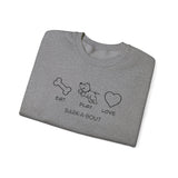 Me + Dog = Love (Front)___BAB Oval Outline (Back)  ||  Unisex Heavy Blend™ Crewneck Sweatshirt