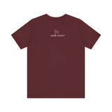 Me + Dogs = Love (Front)__BAB Word Outline (Back) || Bella + Canvas 3001 Unisex Jersey Short Sleeve Tee