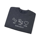 Me + Dog = Love (Front)___BAB Oval Outline (Back)  ||  Unisex Heavy Blend™ Crewneck Sweatshirt