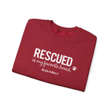 Rescued Is My Favorite Breed (Front)___BAB Oval Outline (Back)  ||  Unisex Heavy Blend™ Crewneck Sweatshirt