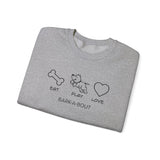 Me + Dog = Love (Front)___BAB Oval Outline (Back)  ||  Unisex Heavy Blend™ Crewneck Sweatshirt