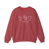 Me + Dog = Love (Front)___BAB Oval Outline (Back)  ||  Unisex Heavy Blend™ Crewneck Sweatshirt
