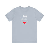 Me + Dogs = Love (Front)__BAB Word Outline (Back) || Bella + Canvas 3001 Unisex Jersey Short Sleeve Tee