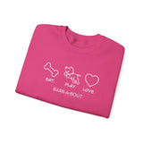 Me + Dog = Love (Front)___BAB Oval Outline (Back)  ||  Unisex Heavy Blend™ Crewneck Sweatshirt