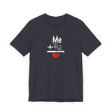 Me + Dogs = Love (Front)__BAB Word Outline (Back) || Bella + Canvas 3001 Unisex Jersey Short Sleeve Tee