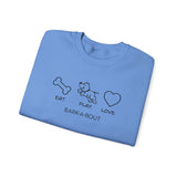 Me + Dog = Love (Front)___BAB Oval Outline (Back)  ||  Unisex Heavy Blend™ Crewneck Sweatshirt