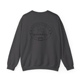 Weekends, Coffee and Dogs (Front)___BAB Oval Outline (Back)  ||  Unisex Heavy Blend™ Crewneck Sweatshirt