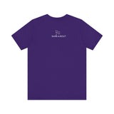 Me + Dogs = Love (Front)__BAB Word Outline (Back) || Bella + Canvas 3001 Unisex Jersey Short Sleeve Tee