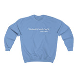 Unleash'd And Luvd with Bark-A-Bout Logo (Front)___BAB Oval Outline (Back)  ||  Unisex Heavy Blend™ Crewneck Sweatshirt