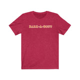 Bark-A-Bout Word (Front)__Oval Logo (Back)  ||  Bella + Canvas 3001 Unisex Jersey Short Sleeve Tee