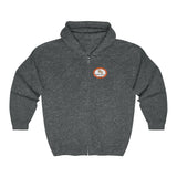 Paw Print Explosion (Back)__BAB Oval (Front) || Unisex Heavy Blend™ Full Zip-Up Hoodie