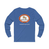 Weekends, Coffee and Dogs__White Font__BAB on back || Unisex Jersey Long Sleeve Tee