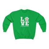 LOVE with Bark-A-Bout Outline (Front)___BAB Oval Outline (Back)  ||  Unisex Heavy Blend™ Crewneck Sweatshirt