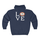 Bark-A-Bout Logo__Color (Front) and LOVE (Back)  ||  Unisex Heavy Blend™ Full Zip-Up Hoodie