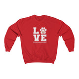 LOVE with Bark-A-Bout Outline (Front)___BAB Oval Outline (Back)  ||  Unisex Heavy Blend™ Crewneck Sweatshirt