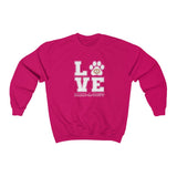 LOVE with Bark-A-Bout Outline (Front)___BAB Oval Outline (Back)  ||  Unisex Heavy Blend™ Crewneck Sweatshirt