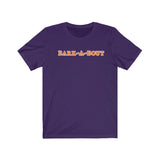 Bark-A-Bout Word (Front)__Oval Logo (Back)  ||  Bella + Canvas 3001 Unisex Jersey Short Sleeve Tee