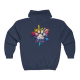 Paw Print Explosion (Back)__BAB Oval (Front) || Unisex Heavy Blend™ Full Zip-Up Hoodie