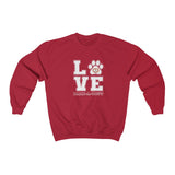 LOVE with Bark-A-Bout Outline (Front)___BAB Oval Outline (Back)  ||  Unisex Heavy Blend™ Crewneck Sweatshirt