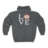 Bark-A-Bout Logo__Color (Front) and LOVE (Back)  ||  Unisex Heavy Blend™ Full Zip-Up Hoodie