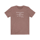 Weekends, Coffee and Dogs__Warm Tones  ||  Bella + Canvas 3001 Unisex Jersey Short Sleeve Tee
