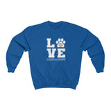 LOVE with Bark-A-Bout Outline (Front)___BAB Oval Outline (Back)  ||  Unisex Heavy Blend™ Crewneck Sweatshirt