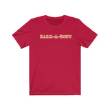 Bark-A-Bout Word (Front)__Oval Logo (Back)  ||  Bella + Canvas 3001 Unisex Jersey Short Sleeve Tee