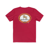 LOVE Bark-A-Bout Varsity (Front)__Oval Logo (Back)  ||  Bella + Canvas 3001 Unisex Jersey Short Sleeve Tee