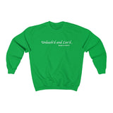 Unleash'd And Luvd with Bark-A-Bout Logo (Front)___BAB Oval Outline (Back)  ||  Unisex Heavy Blend™ Crewneck Sweatshirt