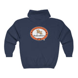 Bark-A-Bout Dog Jumping Logo (Front)__Color Oval Logo (Back) || Unisex Heavy Blend™ Full Zip-Up Hoodie
