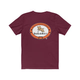 Bark-A-Bout Word (Front)__Oval Logo (Back)  ||  Bella + Canvas 3001 Unisex Jersey Short Sleeve Tee