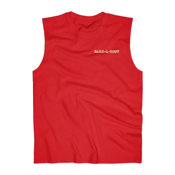 Bark-A-Bout Word (Front)__Oval Logo (Back)  || Men's Ultra Cotton Sleeveless Tank
