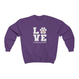 LOVE with Bark-A-Bout Outline (Front)___BAB Oval Outline (Back)  ||  Unisex Heavy Blend™ Crewneck Sweatshirt