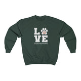 LOVE with Bark-A-Bout Outline (Front)___BAB Oval Outline (Back)  ||  Unisex Heavy Blend™ Crewneck Sweatshirt
