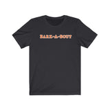 Bark-A-Bout Word (Front)__Oval Logo (Back)  ||  Bella + Canvas 3001 Unisex Jersey Short Sleeve Tee