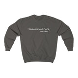 Unleash'd And Luvd with Bark-A-Bout Logo (Front)___BAB Oval Outline (Back)  ||  Unisex Heavy Blend™ Crewneck Sweatshirt