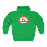 Bark-A-Bout Dog Jumping Logo (Front)__Color Oval Logo (Back) || Unisex Heavy Blend™ Full Zip-Up Hoodie