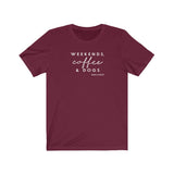 Weekends, Coffee and Dogs__Warm Tones  ||  Bella + Canvas 3001 Unisex Jersey Short Sleeve Tee