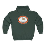 Bark-A-Bout Dog Jumping Logo (Front)__Color Oval Logo (Back) || Unisex Heavy Blend™ Full Zip-Up Hoodie