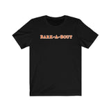 Bark-A-Bout Word (Front)__Oval Logo (Back)  ||  Bella + Canvas 3001 Unisex Jersey Short Sleeve Tee