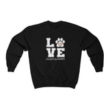 LOVE with Bark-A-Bout Outline (Front)___BAB Oval Outline (Back)  ||  Unisex Heavy Blend™ Crewneck Sweatshirt