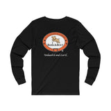 Weekends, Coffee and Dogs__White Font__BAB on back || Unisex Jersey Long Sleeve Tee