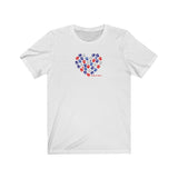 Red, Grey & Blue Paw Prints || Bella + Canvas 3001 Unisex Jersey Short Sleeve Tee
