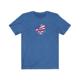 American Flag Paw Print (Front)__Heart Logo (Back)  ||  Bella + Canvas 3001 Unisex Jersey Short Sleeve Tee